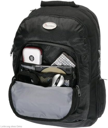 LIGHTPAK - Sac à dos Laptop Business ПРЕДИМСТВО, noir, en polyester, avec compartiment latéral pour PC portable 17, poche principale