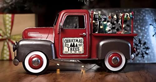 Самс Holiday Truck Предварително Осветени Ретро Метален Коледен Камион С промяната на Декоративни Светлини