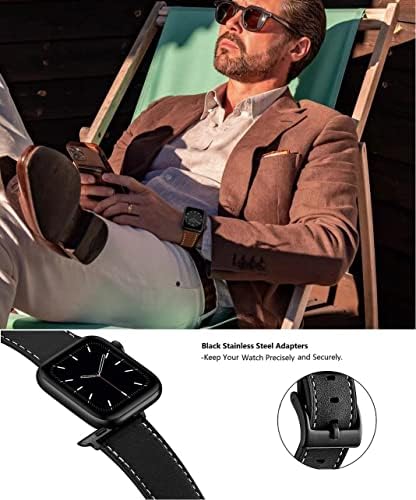 (4 опаковки) Съвместим с Apple Watch Band 49 мм 45 мм 44 мм 42 мм, каишки от естествена кожа за iWatch Ultra SE Series 8 7