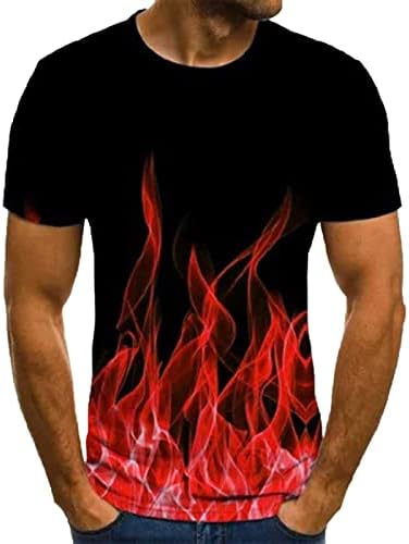 Летни тениски за Мъже, Ризи с къс ръкав и 3D Принтом Пламък, през Цялата Деколте, Елегантен Спортен Случайни Пуловер, Тениски,