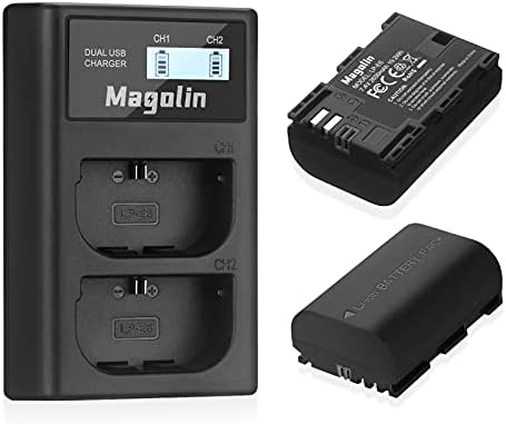 Батерия Magolin LP-E6 LP-E6N и зарядно с два USB конектори, Съвместими с LP E6N, 5D Mark II, III, IV, 5DS, 5DS R, 6D, 60D, 6Г Mark II,