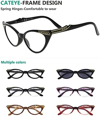 Дамски Очила за четене Eyekepper с дизайн на Котешко око в опаковка от 6 теми Включват четци Sunshine - по един за всеки цвят