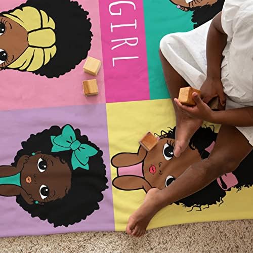 HawSkgFub Детско Одеало за Черни Момичета, едно Вълшебно Афроамериканское Одеяло на Деветнадесети юни, Детско Одеало Macaron Afro Melanin