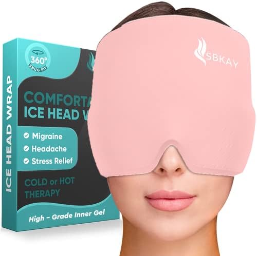 Удобна шапка за облекчаване на мигрена - Обвивка на главата лед от мигрена с облегающим дизайн на 360 ° - Гел шапчица с лед
