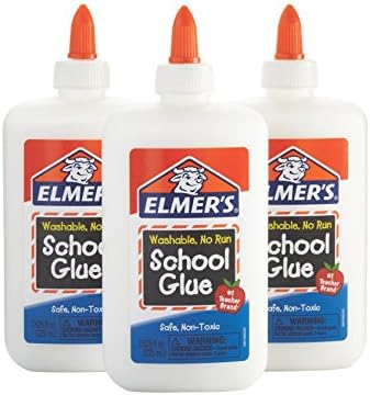 Течен училище лепило Elmer's, Бял, Моющийся, 7,625 унция, комплект за премахване на тиня в 3 порции