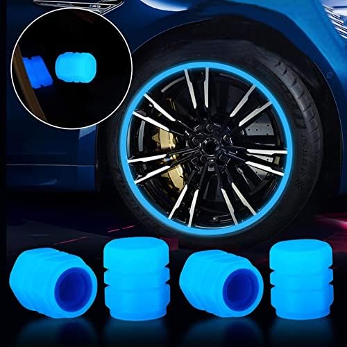 Универсални Светещи Капачки за състав на вентила на гумата 36 БР Синьо - Светещи в Тъмното Капачки за налягането в гумите почти за