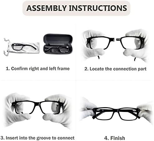 (Черно-за лявото око + 2,50, Черно-за дясното око + 2,75) Очила за четене с различна якост за всяко око