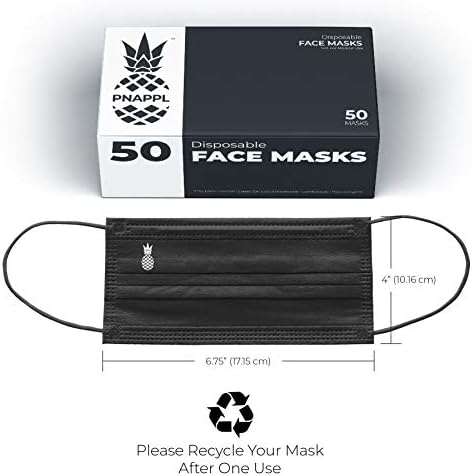 Еднократна маска за лице PNAPPL - 50 опаковки, Удобни черни 3-слойна немедицински