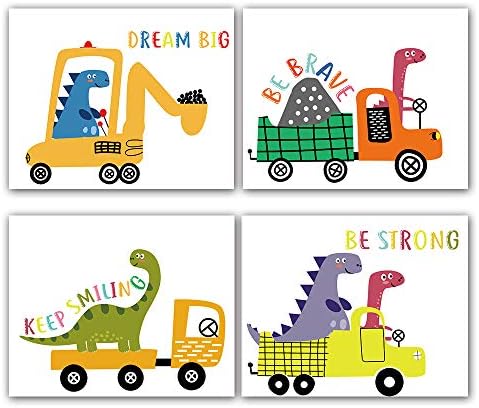 Забавни Цветни Сладък Камион с Динозавром, Вдъхновяващи Цитати, Арт Принт, Хумористични Цитати, Живопис, монтиран на стената