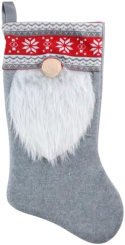 Коледни чорапи JUST4YOU с Празничен Гномом, Определени от 1 Червен и 1 Сиво Отглеждане - Интериор, Камина, огнище, Подаръци, Декорации