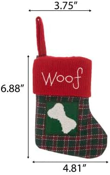 Коледни изделия Празничен Миниатюрни Зелени и Червени Чорапи за кучета Вътъка - 6,25 инча x: 5 инча