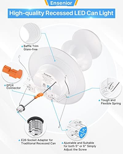 Ensenior 4 набор от led лампи за модернизация на вградено осветление, лампа с регулируема яркост 5/6 см, студен бял цвят