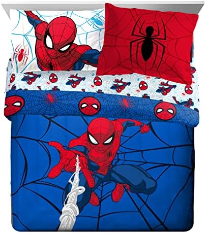 Джей Франко Marvel spiderman Webtastic Комплект спално бельо размер Queen Size от 7 позиции - Включва Обръща одеялото и чаршафа