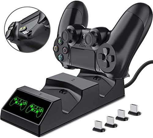 2X Зарядно Устройство за контролер PS4 Зарядно Устройство за Playstation 4 с 4 Ключовете за зареждане чрез Micro USB Контролер