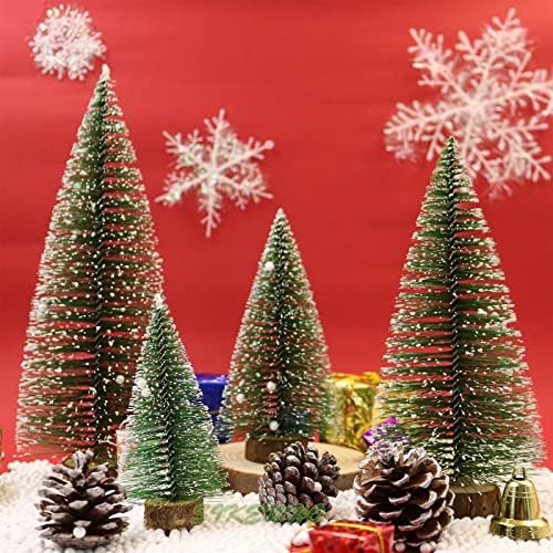 Изкуствена Мини-Коледна Елха Комплект от 4 Размера, Четка за Бутилки, Коледни Елхи Зелен цвят, Малки Елхички, Коледни Малки