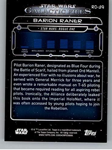 2018 Начело Star Wars Galactic Files RO-39 Официалната Неспортивная търговска картичка Бариона Rahner в NM или по-добро състояние