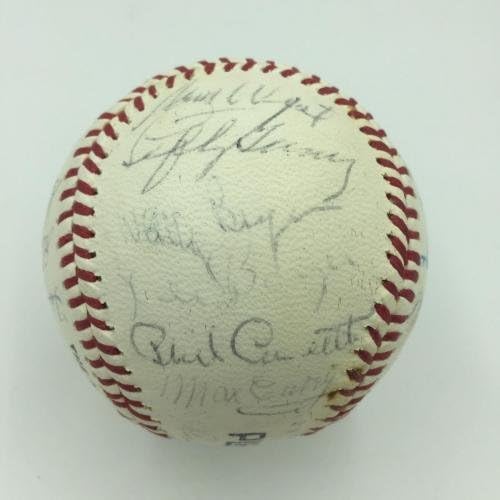 Бейзбол зала на славата на 1950-те Години, Подписано На 29 Подписи Джо Ди Маджо Левти Гроува JSA COA - Бейзболни топки с автографи