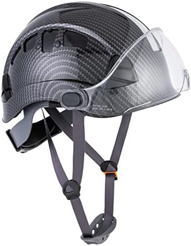 Шлемове Строителен Предпазна Каска ANSI Z89.1, Одобрен OSHA Hardhat, Черна Вафен от Въглеродни Влакна с вентилация LOHASPRO