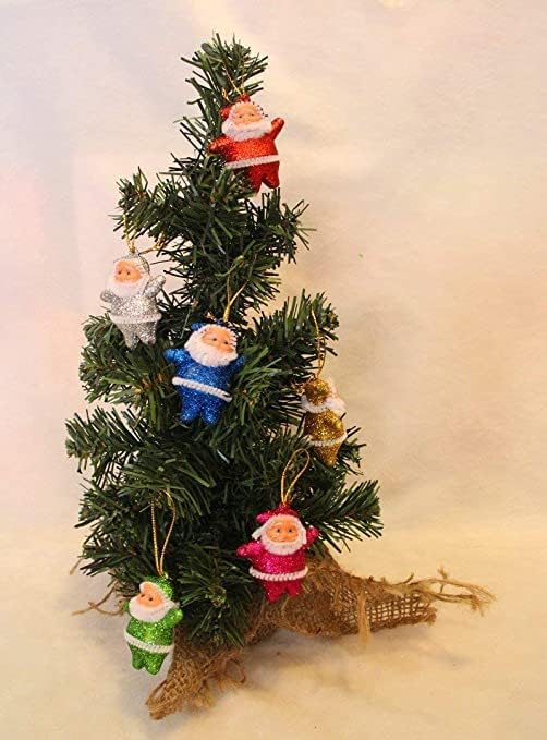 Украса за Коледната елха: Многоцветен Окачен Дядо Коледа |Украса за Коледната елха, Подвесное украса за Дядо Коледа | Опаковка от 6 броя