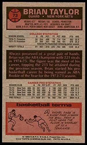 1976 Topps 73 Брайън Тейлър Ню Йорк Нетс (баскетболно карта) EX/MT Nets Принстън