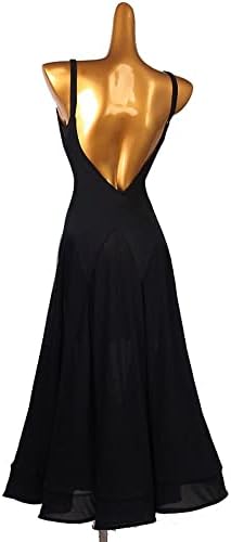 LIUHUO Черно Съвременно Танцово рокля с V-образно деколте и отворен гръб за отслабване, спектакъл пищно и тържествено