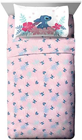 Комплект спално бельо Jay Franco Дисни Lilo & Stitch Paradise Dream Twin - Комплект от 3 теми, Супер Леко и удобно детско спално
