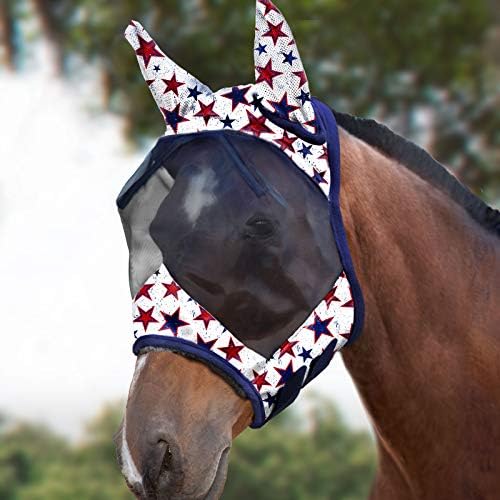 Маска Harrison Howard LumiVista Horse Fly Стандартна със Защитата на Ушите от ултравиолетови лъчи за коня Dream Star L в