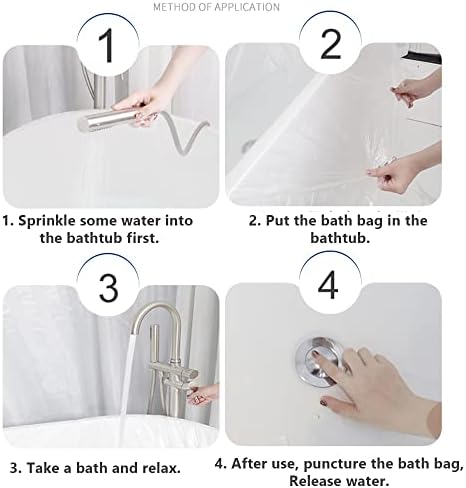 Andech 10 Опаковки за еднократна своята практика за баня, Голям Найлонов пакет за вана за салони, битови и хотелски бани (90x47