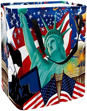 Статуята на Свободата, е на Американския Флаг, Печат на Орел, Сгъваема Кошница за Дрехи, 60Л, Водоустойчив Кошници за Бельо, Кошница за Дрехи,