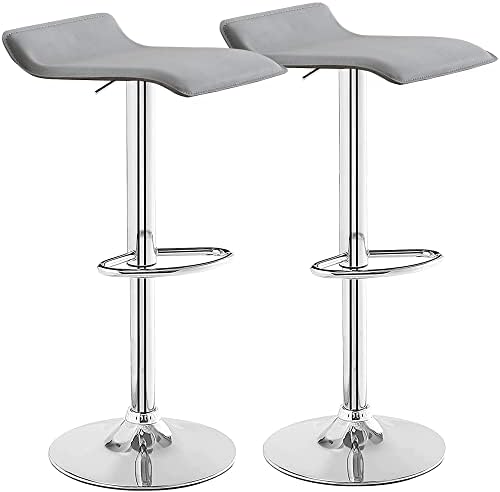 Комплект от 2 Продуктова столове VECELO, Въртящи се Бар столове, Бар Столове с регулируема височина, Модерна PVC Столове без Подлакътници