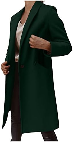 Swrowesi Дамско елегантно вълна палто и шал яка, однотонное палто със средна дължина, плътно вълнени палта