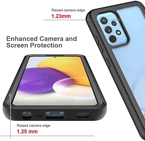Калъф за телефон Калъф с пълна защита, съвместим с Samsung Galaxy A72 Твърд PC + Мек силиконов TPU 3в1 устойчив на удари