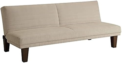 Разтегателен диван-futon QUUL с тапицерия от микрофибър и дървени крака - кафяви