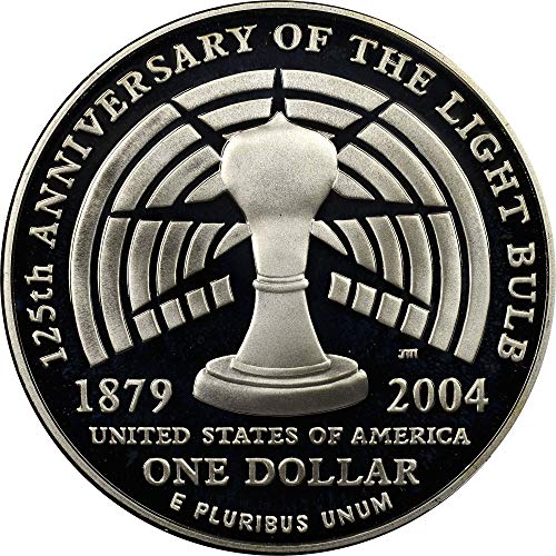 Незабравим Сребърен долар 2004 г. Томас Алвы Едисон със защита от фалшифициране DCAM - Монетен двор на САЩ