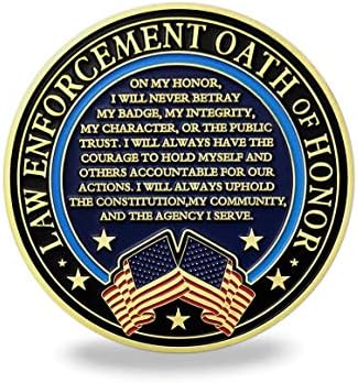 Тънка Синя Линия Монета Повикване На Полицията Молитва На Правоохранителните Органи Военна Монета