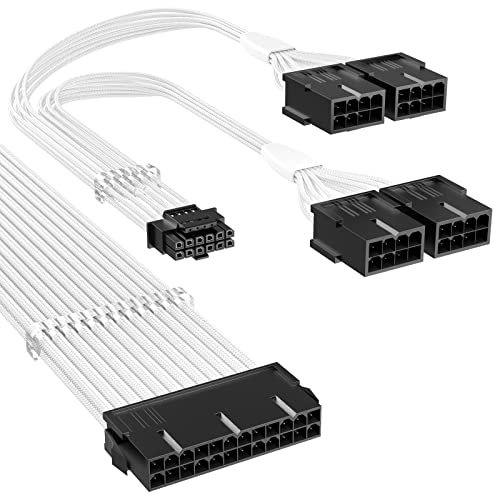 Удължителен кабел за захранване Bangfun PCIE 5.0 12VHPWR с жак 16Pin и жак 4X8Pin PCI-e 5.0 за графичен процесор + 24Pin Кабел за дънната