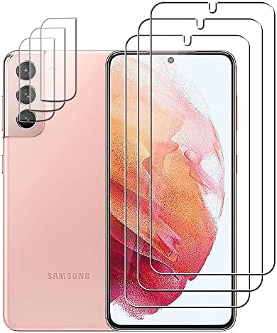 UZWZW (3 + 3) За Samsung Galaxy S21 5G 3 опаковки протектори, изработени от закалено стъкло за екрана и 3 опаковки за обектива на камерата,