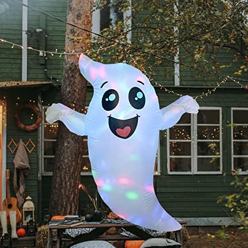 Надуваем Призрак за Хелоуин височина 5 метра, Окачен Призрак на открито, с вграден Цветен led Мигаща светлина, Взрывающий