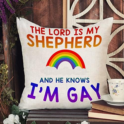 Лесби Гей Гордост Пансексуал Трансгендер Хвърли Калъфка Господ Мой Пастир, и Той знае, че аз съм гей Калъфка Калъф За възглавница