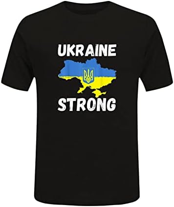 Възрастен на Украинската Блуза Модерен с Къс Ръкав I Stand with Украйна Print О-Образно деколте Support Украйна Блузи, Тениски