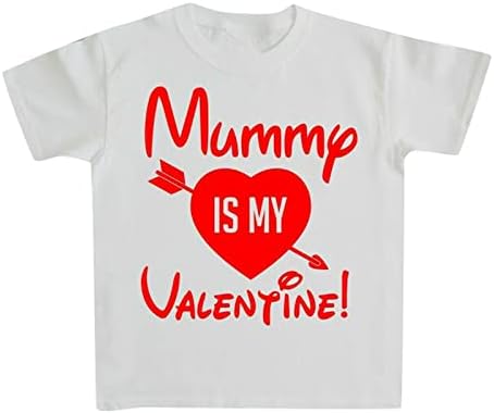 YHEGHT/ Детска тениска в Свети Валентин за малки Момичета И момчета, блуза с писмото принтом във формата на сърце, тениски с кръгло