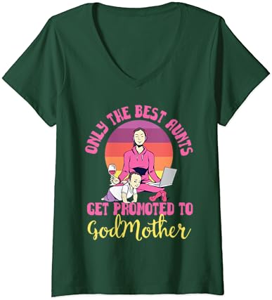 Женска тениска с V-Образно деколте Само най-добрите леля Се повиши до Крестной майка