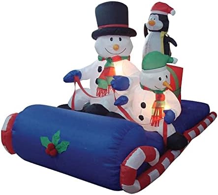 Комплект от две украса за Коледното парти, включва коледната в Дядо Коледа с дължина 12 метра с шейна с 3 северните елени и коледа в пингвин-Снежен