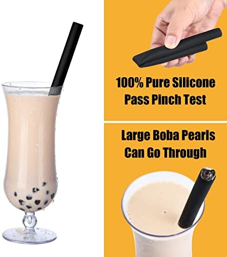 Многократно силиконови сламки Boba, много Дълги сламки за пенного чай и шейкове от тапиока Pearl, Опаковка от 4 броя от