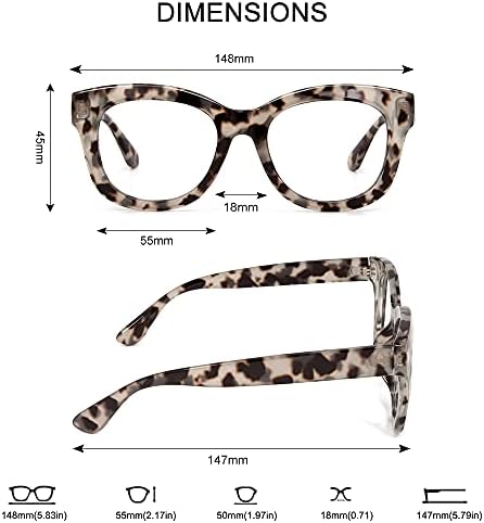 JiSoo Извънгабаритни Очила за четене за Жени и Мъже, Стилни Дизайнерски Дамски Очила за четене в Големи Рамки