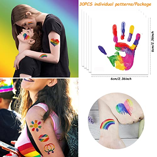 YOKSAS 30 Листа с Преливащи се цветове Стикери с Временни Татуировки На Ден на Гордост За Гей ЛГБТК-Паради, Фестивали, Партита, Спортни