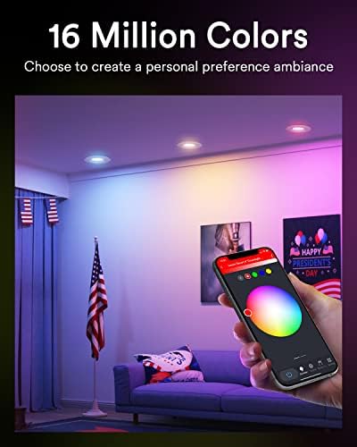 Lumary Smart 5/6 Инчов led Осветителни тела, Встраиваемое осветление с поддръжка на Wi-Fi, лампа с възможност за промяна на цвета RGB,