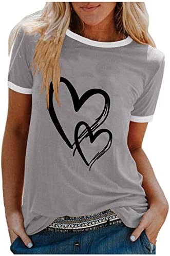 Дамски Ежедневни блузи Neartime, Модна тениска с къс ръкав Сърцето си за Любовта, свободна блуза с кръгло деколте и принтом