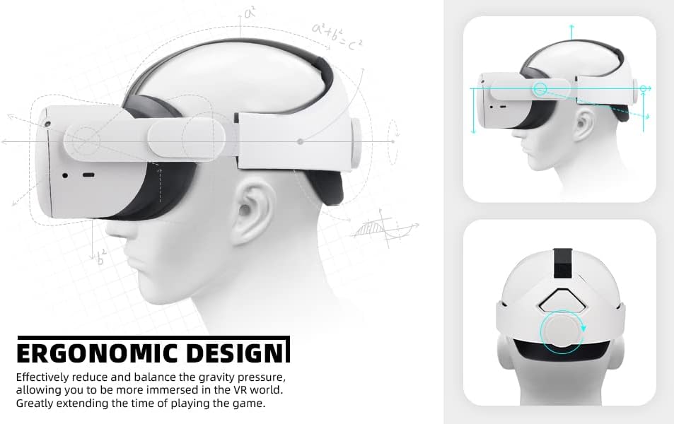 Централен колан OOAVR VR и накладка за лице VR за Meta / Oculus Quest 2, удобни и регулируеми главоболие колан Elite за