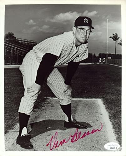 Върн Бенсън Ню Йорк Янкис Подписа Снимка С Автограф от JSA COA 8x10 - Снимки на MLB с автограф
